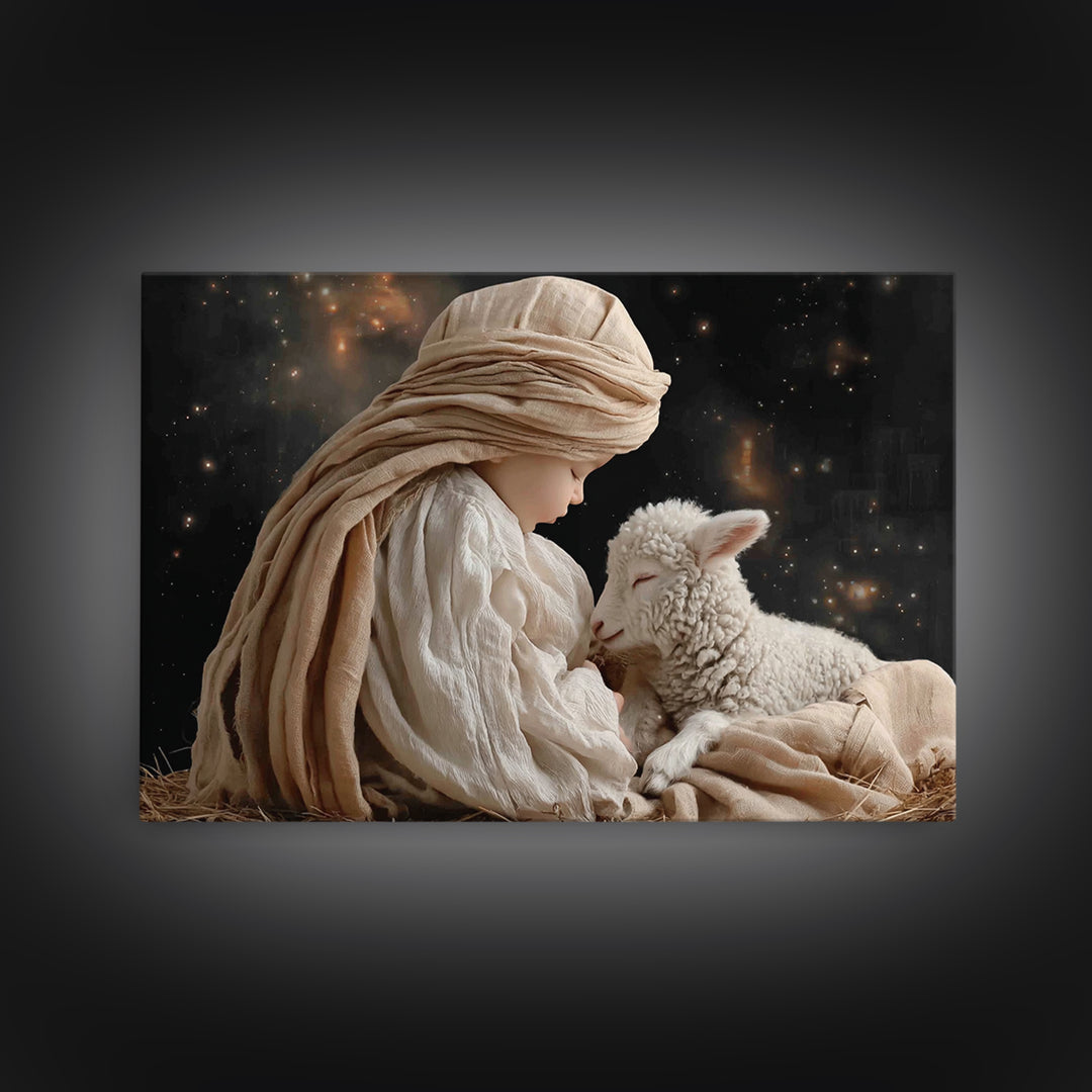 Blessed Dawn Family, Framed Canvas Print, Christian Christmas Art, Christian Art Canvas, Jesus Painting, Christian Wall Art, Christmas Art