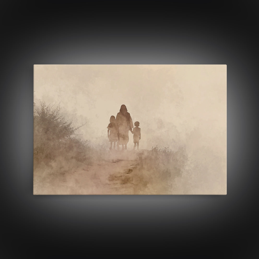 Guiding Steps Home – Framed Canvas Print – Christian Art Canvas – Christian Wall Art – Jesus Painting – Christian Art Prints – Christian Gi