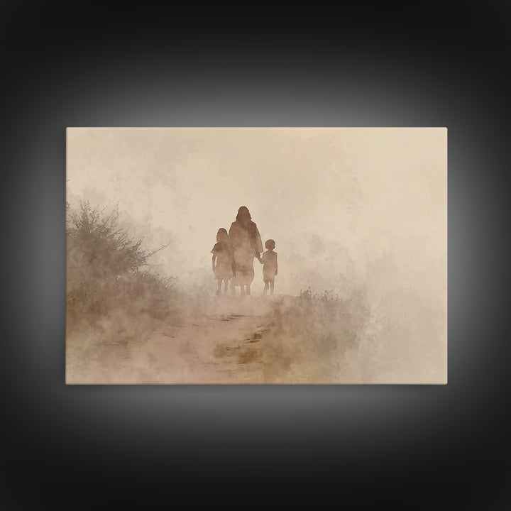 Guiding Steps Home – Framed Canvas Print – Christian Art Canvas – Christian Wall Art – Jesus Painting – Christian Art Prints – Christian Gi