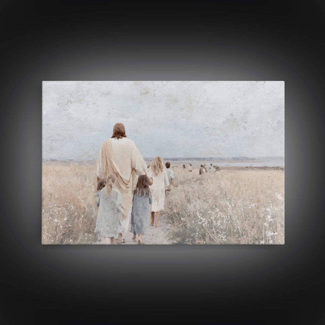 Fields Of Hope – Framed Canvas Print – Christian Art Canvas – Large Jesus Painting – Christian Wall Art – Christian Gift – Vintage Christia