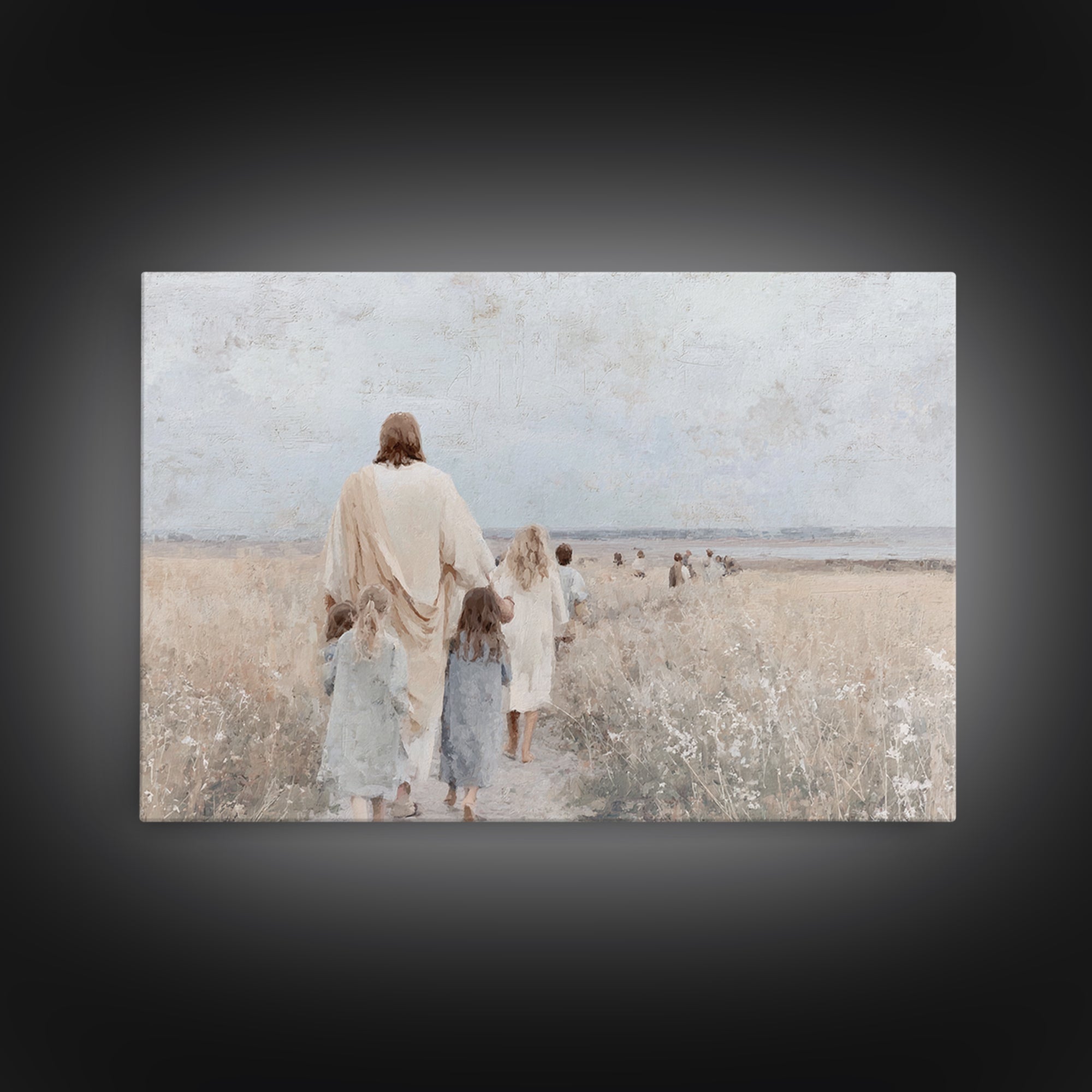 Fields Of Hope – Framed Canvas Print – Christian Art Canvas – Large Jesus Painting – Christian Wall Art – Christian Gift – Vintage Christia