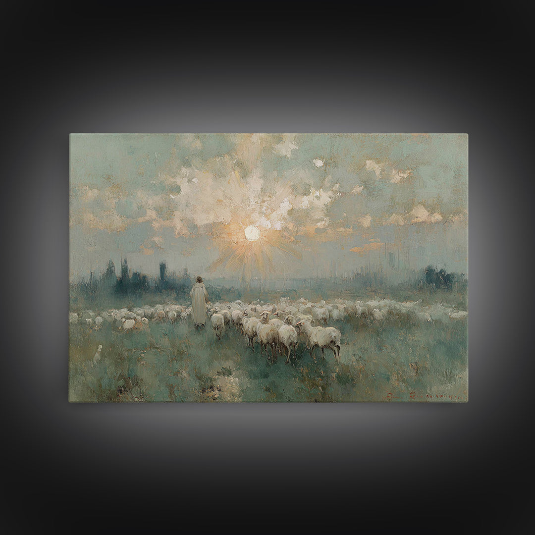 Rising Light – Framed Canvas Print – Christian Art Canvas – Christian Wall Art – Jesus Painting – Large Christian Art – Christian Christmas
