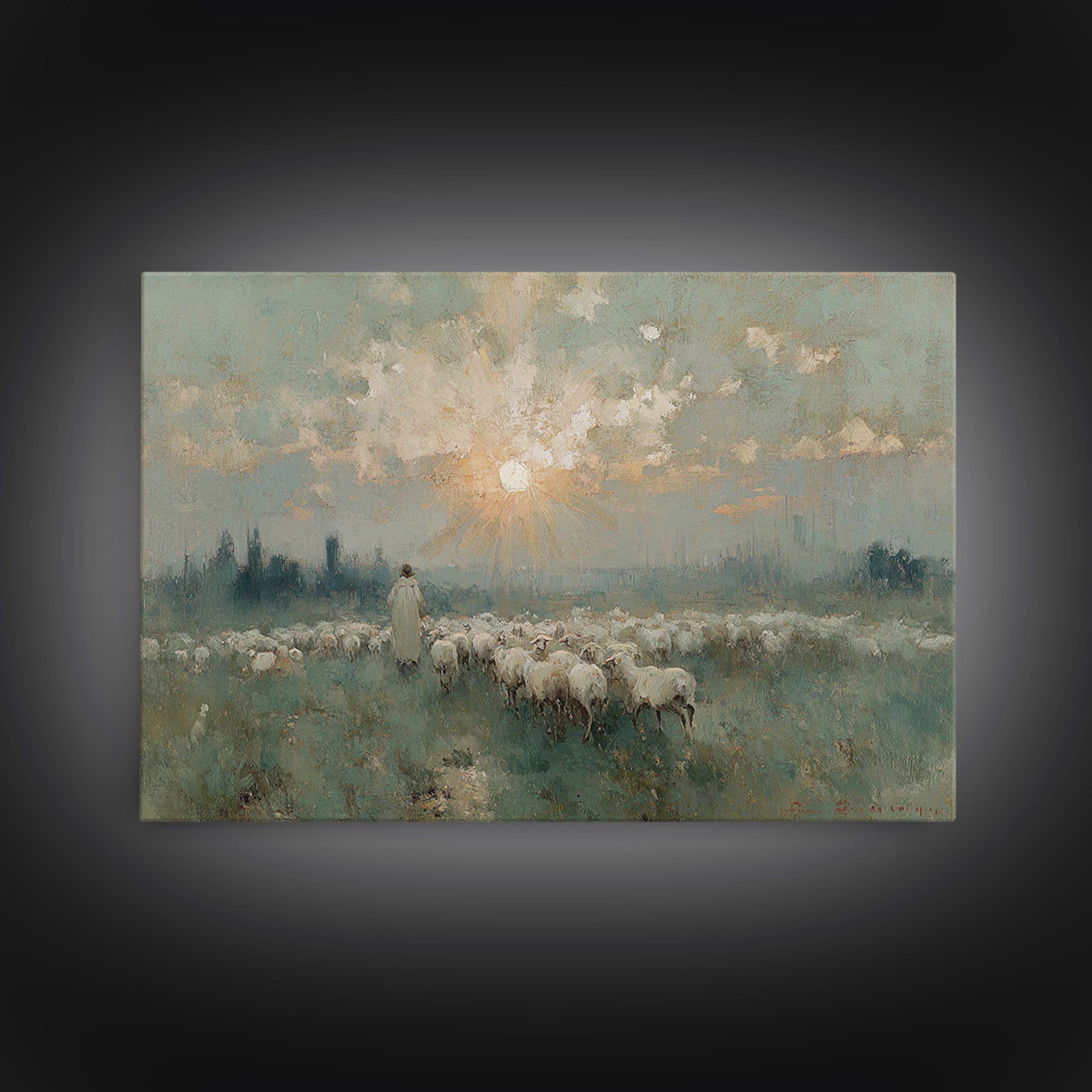 Rising Light – Framed Canvas Print – Christian Art Canvas – Christian Wall Art – Jesus Painting – Large Christian Art – Christian Christmas
