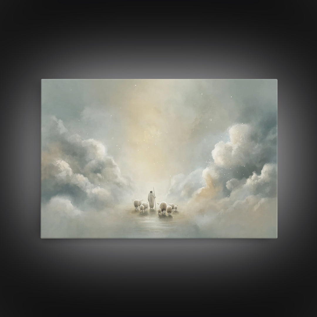 Cloudborne Peace – Framed Canvas Print – Minimalist Christian Art – Christian Art Canvas – Christian Wall Art – Subtle Christian Art – Chri
