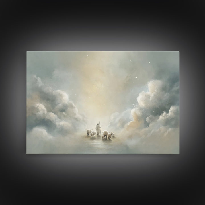 Cloudborne Peace – Framed Canvas Print – Minimalist Christian Art – Christian Art Canvas – Christian Wall Art – Subtle Christian Art – Chri