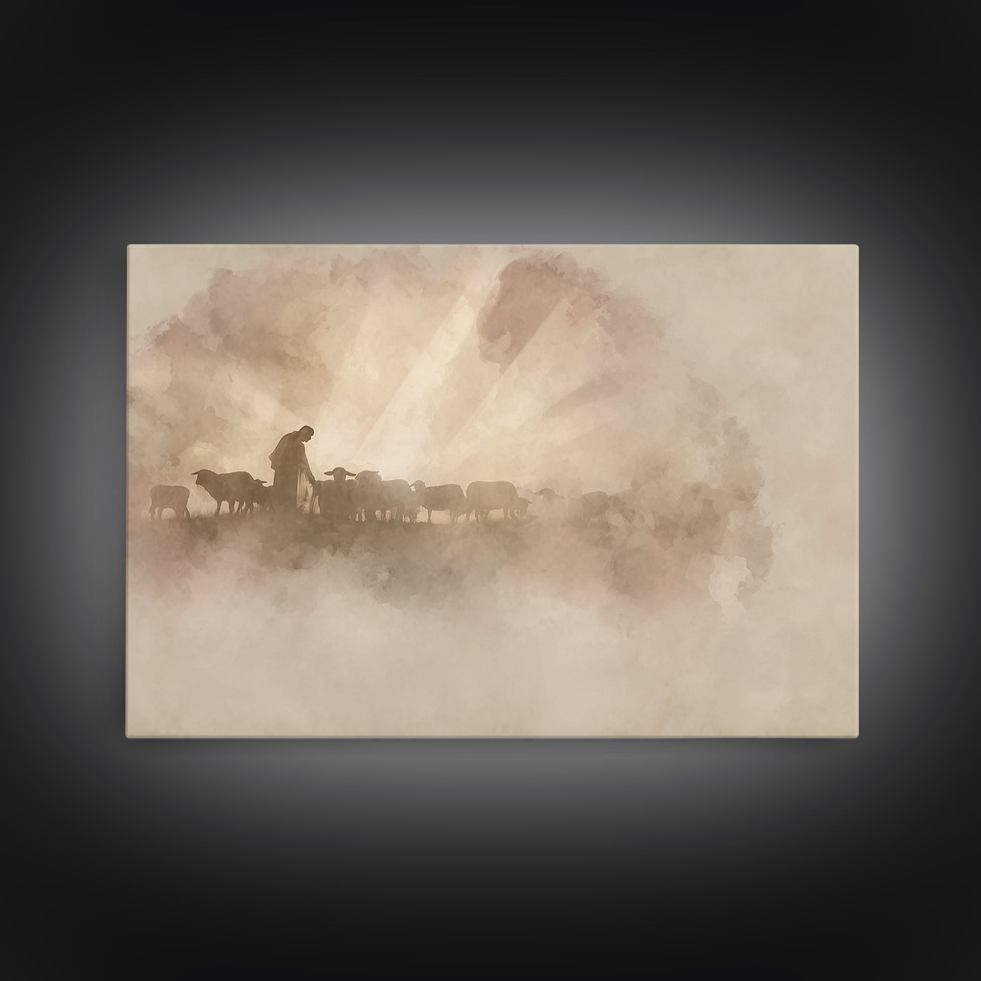 Gentle Shepherd – Framed Canvas Print – Christian Art Canvas – Jesus Painting – Christian Wall Art – Christian Gift Ideas – Vintage Christi