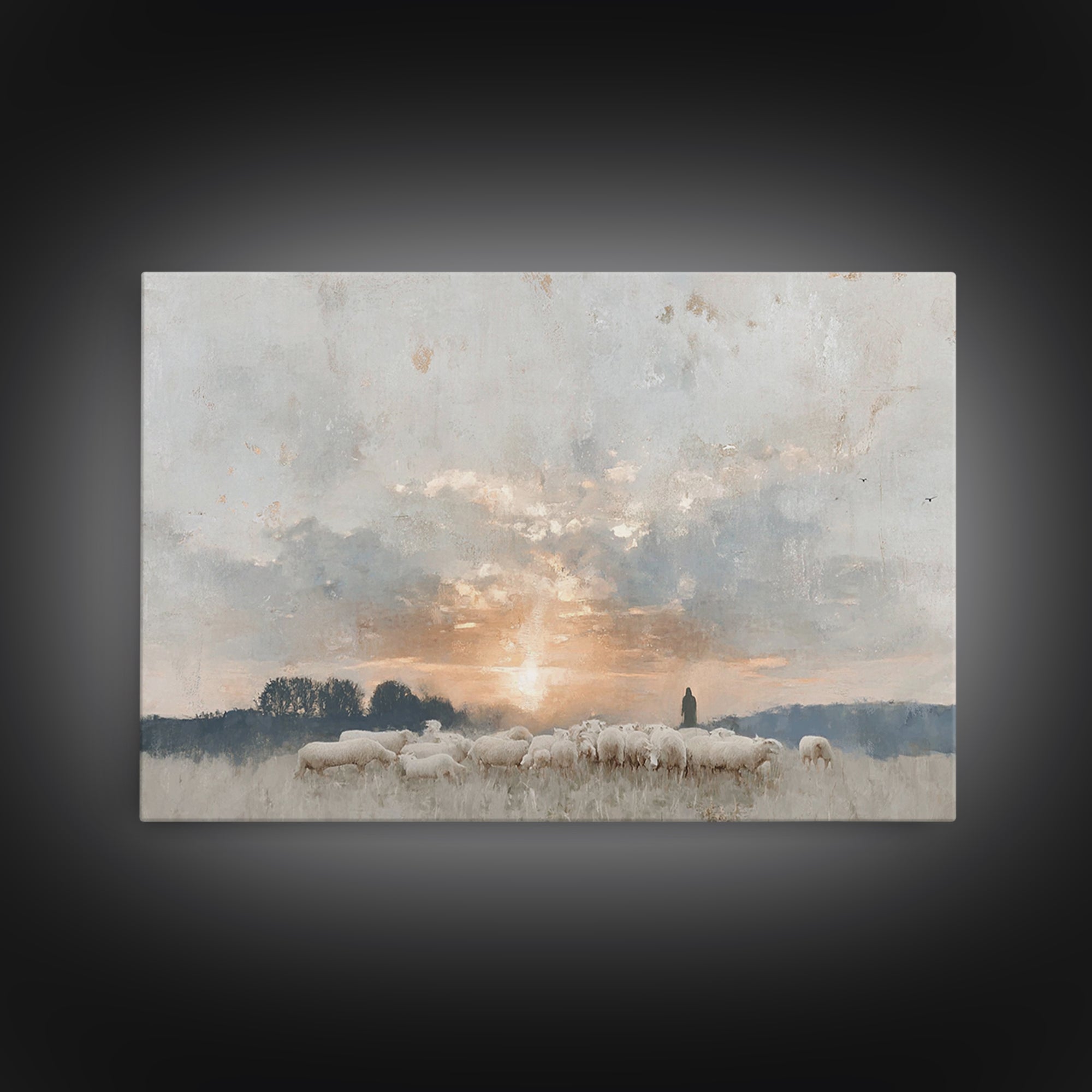 Dawn Of Stillness – Framed Canvas Print – Christian Wall Art – Christian Art Canvas – Jesus Painting – Christian Gift Ideas – Subtle Christ