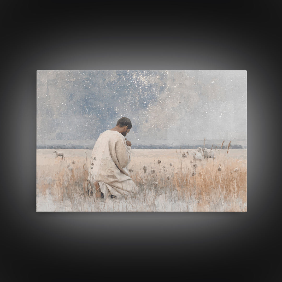 Night Of Prayer – Framed Canvas Print – Christian Wall Art – Jesus Painting – Christian Art Canvas – Vintage Christian Art – Christian Gift