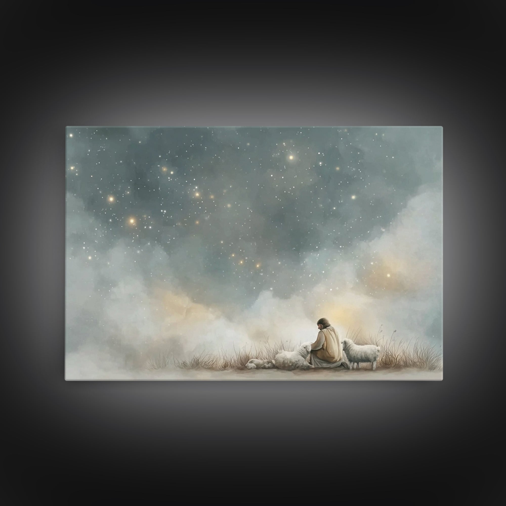 Starry Devotion – Framed Canvas Print – Christian Art Canvas – Christian Wall Art – Christian Painting – Subtle Christian Art – Christian G