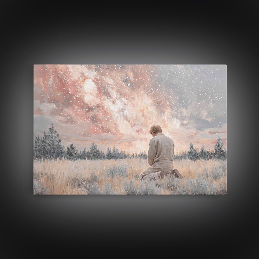 Heavens In Quiet – Framed Canvas Print – Christian Wall Art – Christian Art Canvas – Modern Christian Art – Christian Gift – Jesus Painting