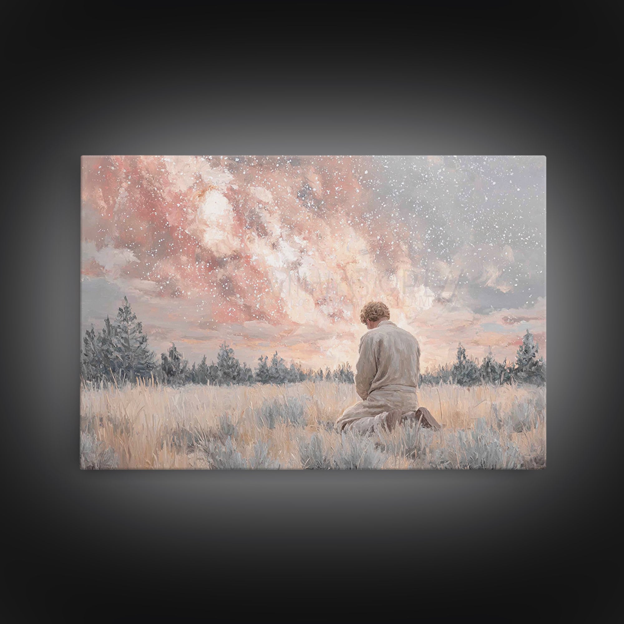 Heavens In Quiet – Framed Canvas Print – Christian Wall Art – Christian Art Canvas – Modern Christian Art – Christian Gift – Jesus Painting