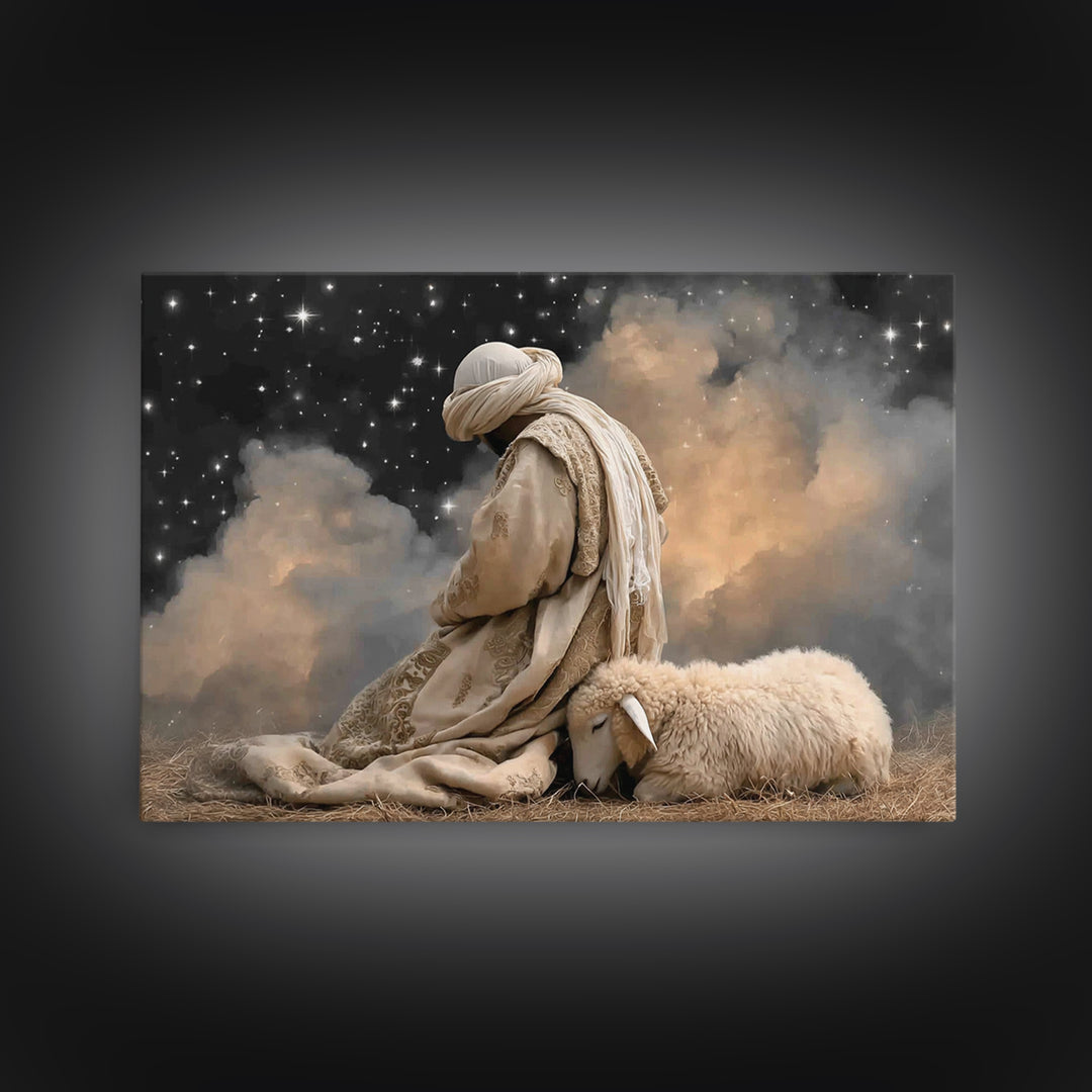 Desert Night Hope – Framed Canvas Print – Christian Wall Art – Christian Art Canvas – Christian Painting – Unique Christian Art – Christian