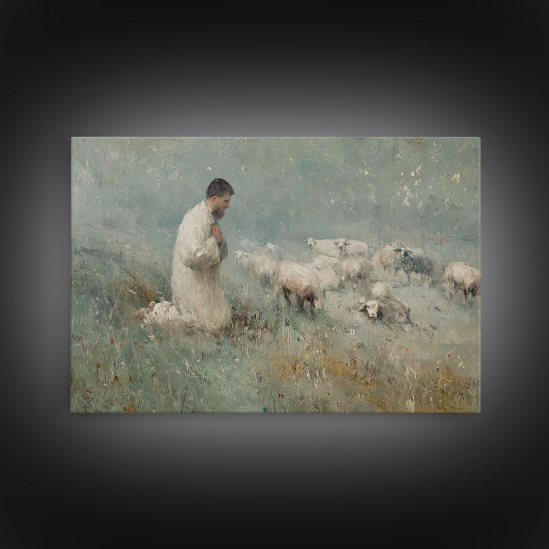 Meadow Prayer – Framed Canvas Print – Christian Art Canvas – Christian Wall Art – Subtle Christian Art – Christian Painting – Christian Gif