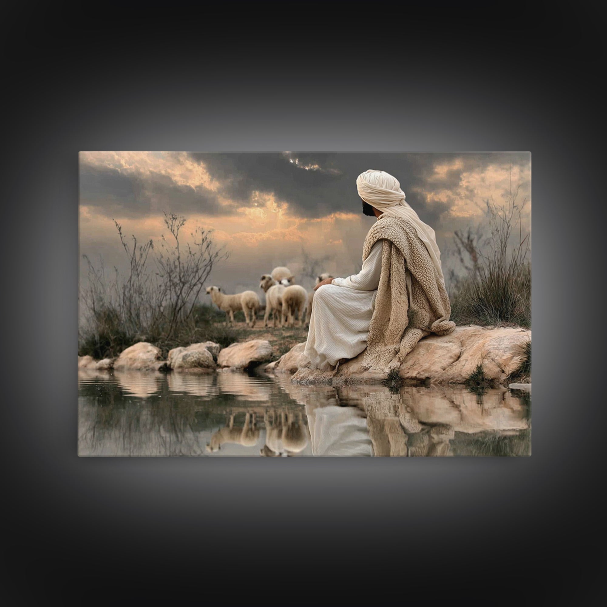 Still Waters Light – Framed Canvas Print – Christian Art Canvas – Christian Wall Art – Christian Painting – Modern Christian Art – Christia