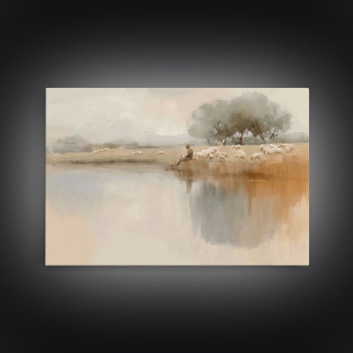 Still Waters Calling, Framed Canvas Print, Christian Wall Art, Christian Art Canvas, Christian Christmas Art, Modern Christian Art, Jesus P
