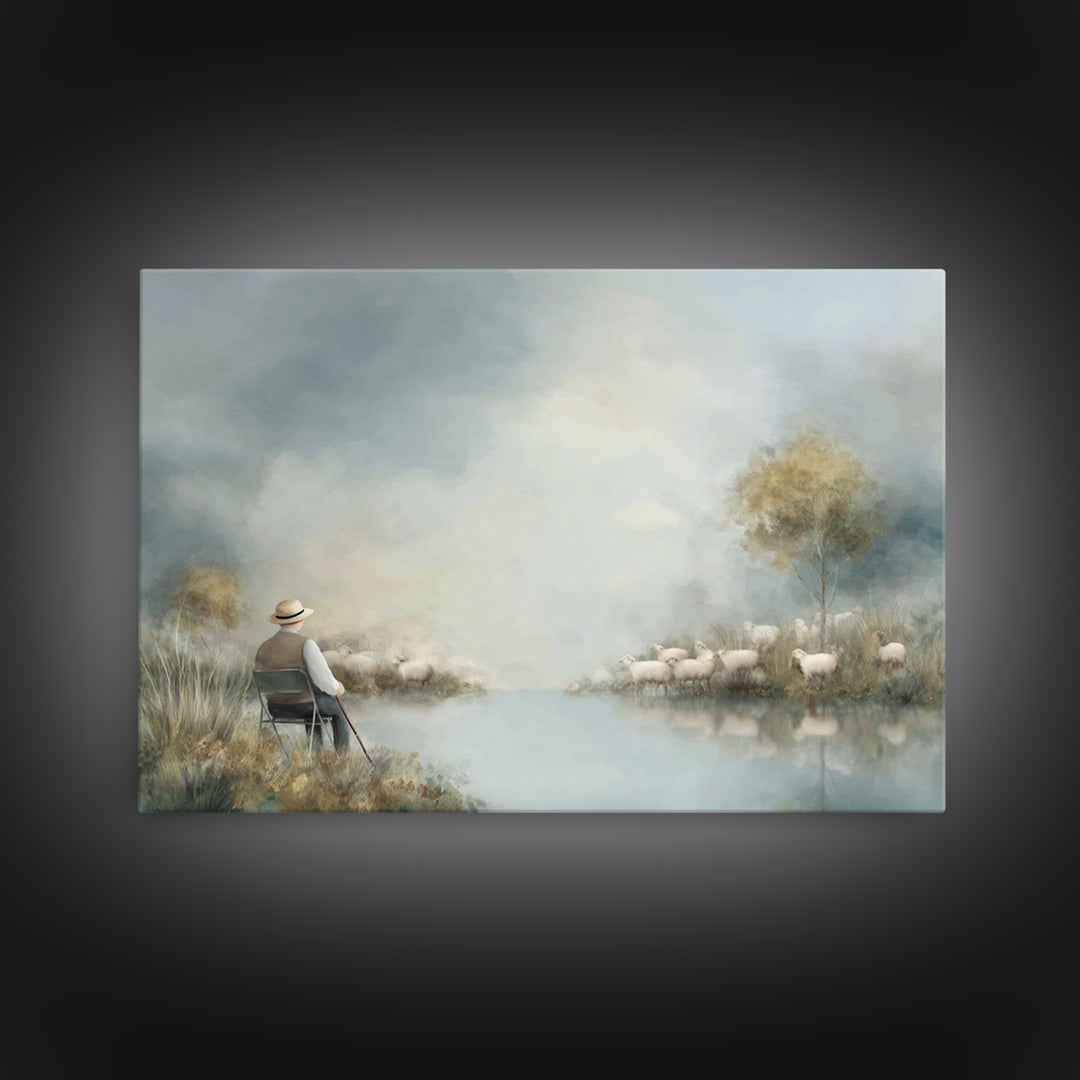 Quiet Meadow Watch – Framed Canvas Print – Christian Art Canvas – Christian Wall Art – Christian Gift Ideas – Christmas Art – Jesus Paintin