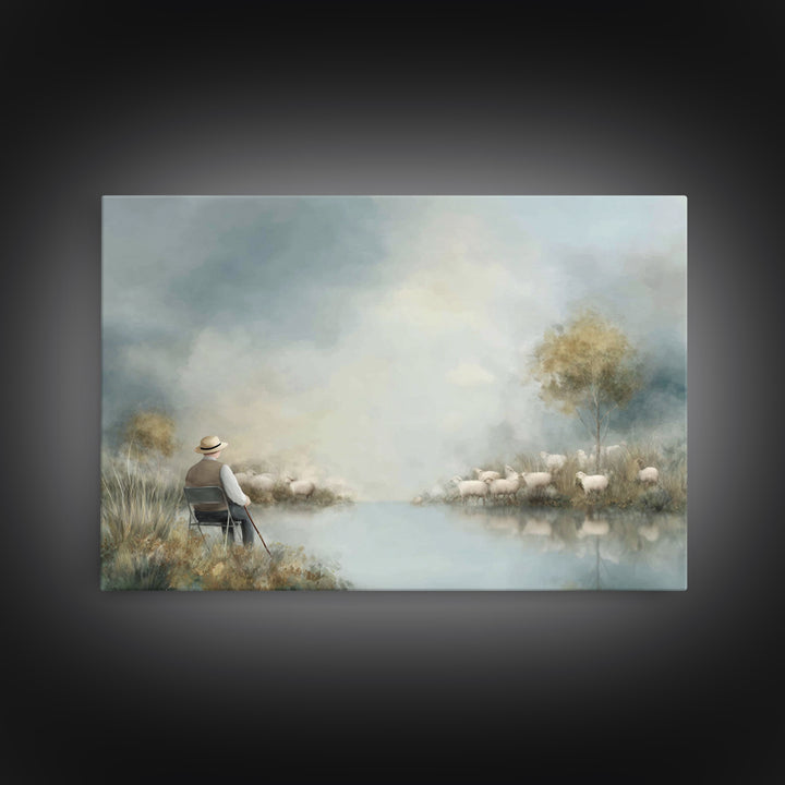 Quiet Meadow Watch – Framed Canvas Print – Christian Art Canvas – Christian Wall Art – Christian Gift Ideas – Christmas Art – Jesus Paintin