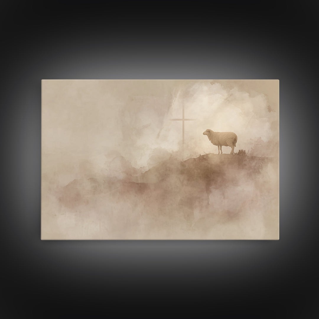 Lone Hill Faith | Framed Canvas Print | Christian Art Canvas | Christian Wall Art | Christian Christmas Art | Subtle Christian Art | Christ