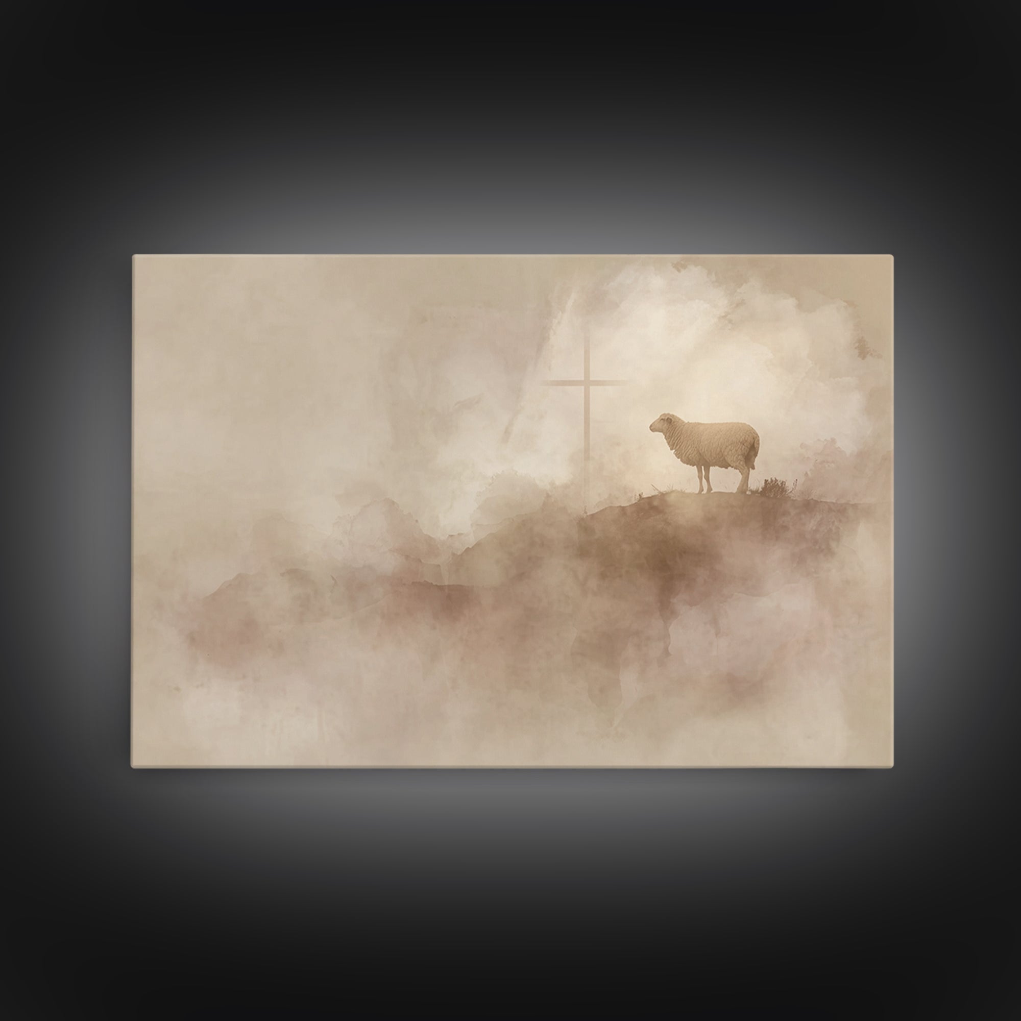 Lone Hill Faith | Framed Canvas Print | Christian Art Canvas | Christian Wall Art | Christian Christmas Art | Subtle Christian Art | Christ