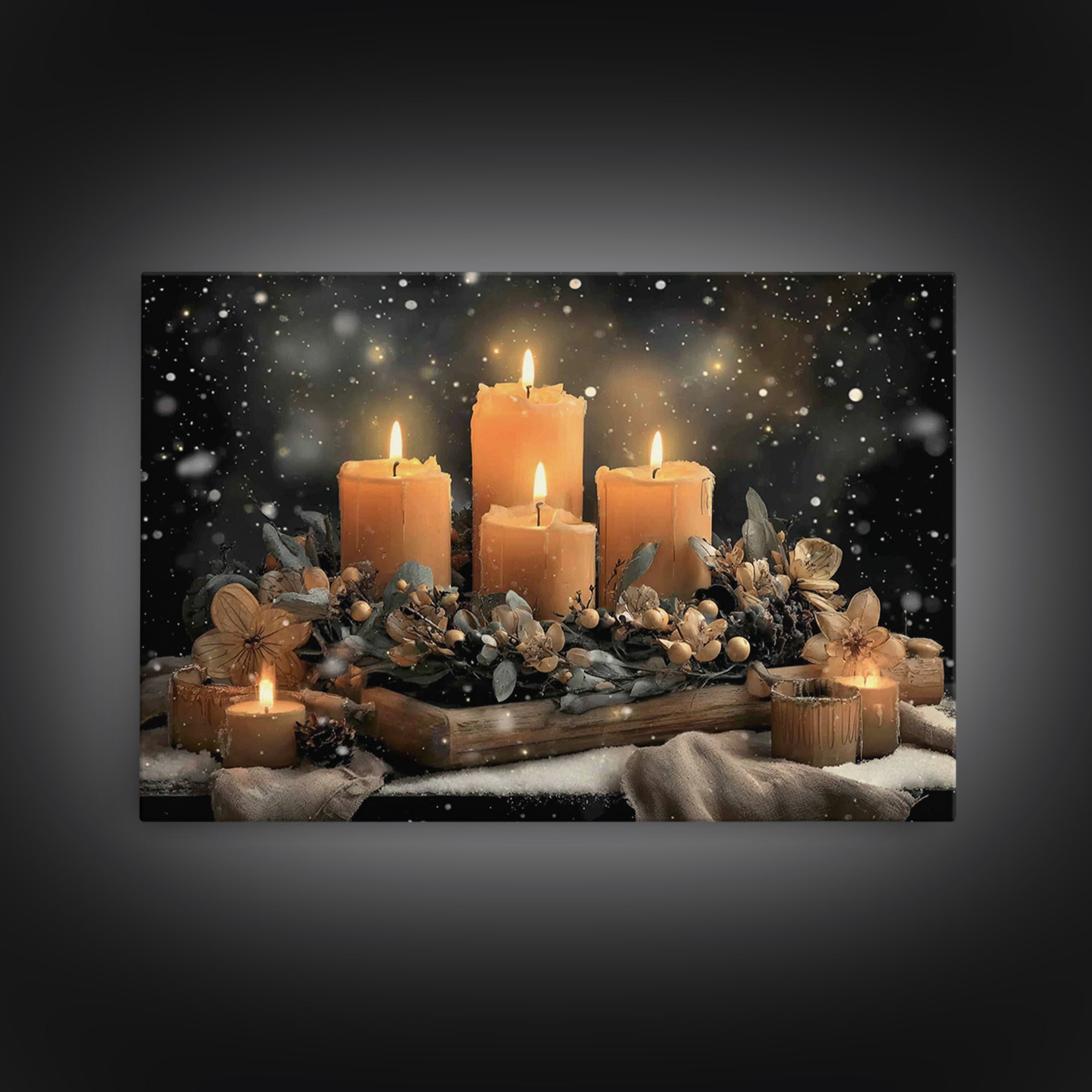 Winter Vigil | Framed Canvas Print | Christmas Wall Art | Christian Art Print | Moody Christmas Art | Christian Christmas Decor | Christian
