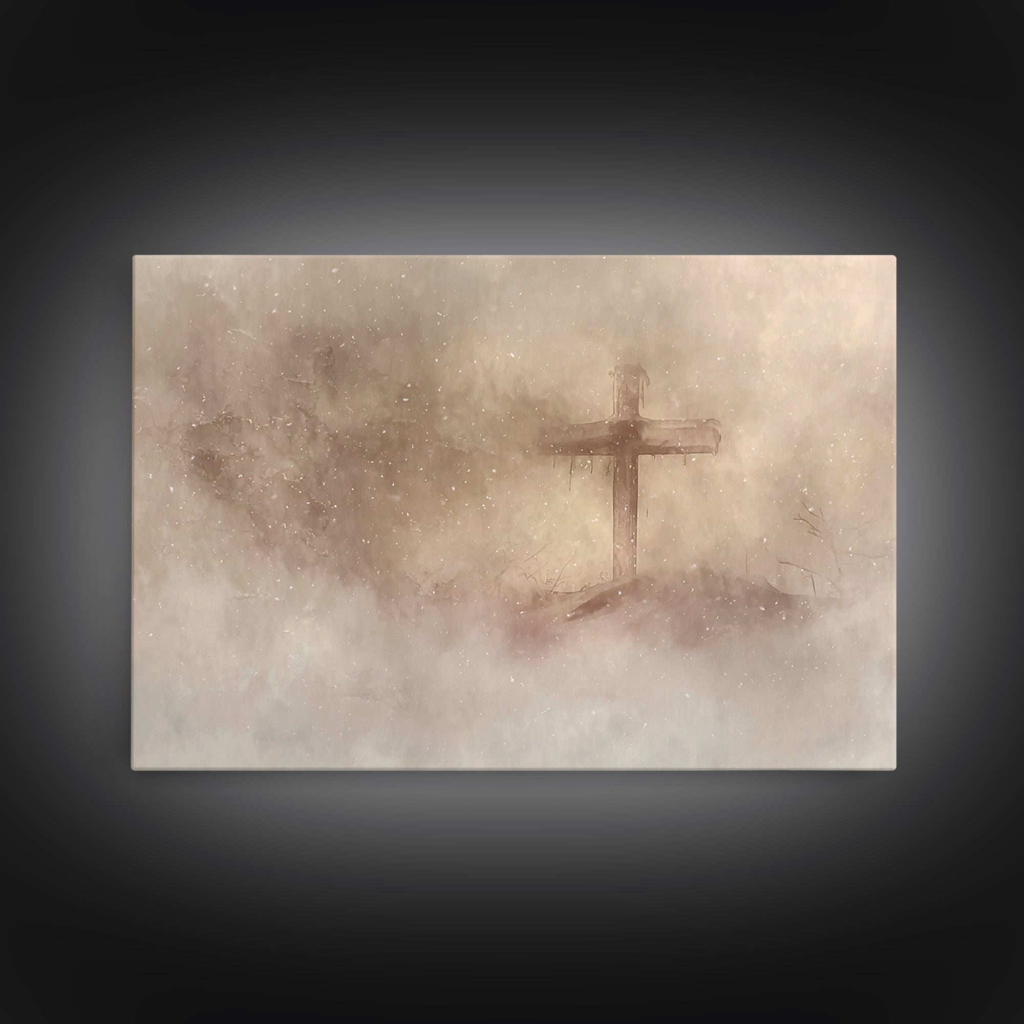 Silent Cross Snow – Framed Canvas Print – Christian Art Canvas – Christian Wall Art – Christian Christmas Art – Christian Gift Ideas – Subt
