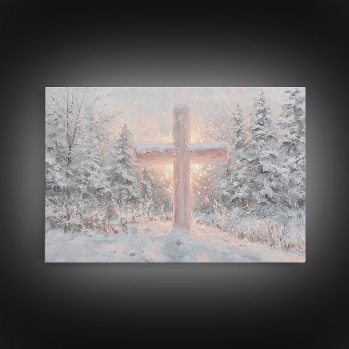 Snowlit Savior Light, Framed Canvas Print, Christian Art Canvas, Christian Christmas Art, Christian Wall Art, Christian Gift Ideas, Modern