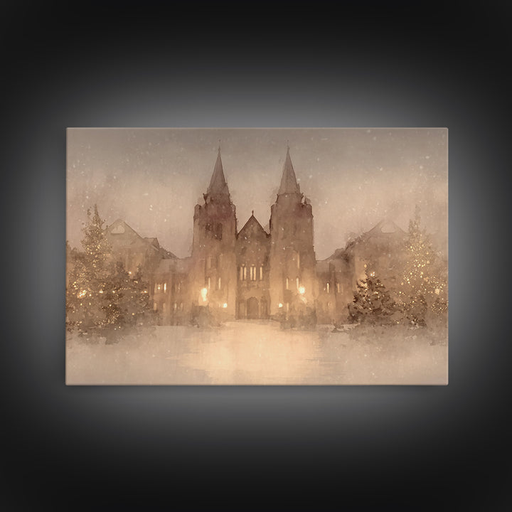 Cathedral Christmas Glow | Framed Canvas Print | Christmas Wall Art | Christian Christmas Art | Christian Art Canvas | Framed Christmas Art