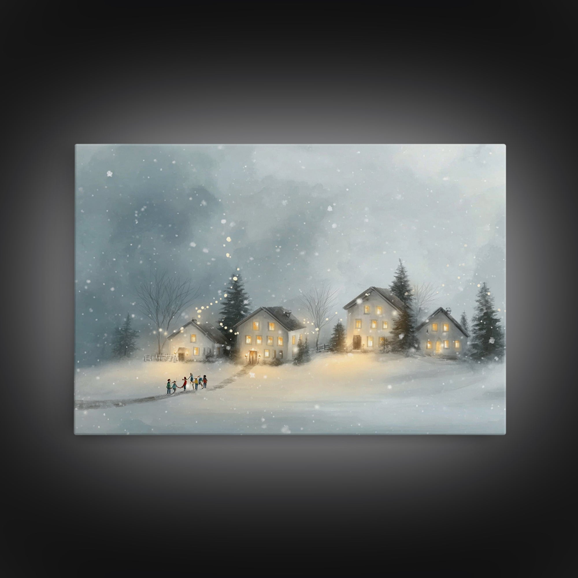 Winter Village Joy – Framed Canvas Print – Christmas Wall Art – Christian Christmas Art – Christmas Art Prints – Christian Decor – Framed C