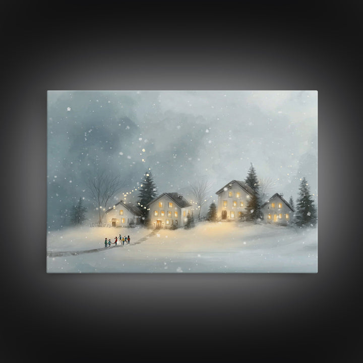 Winter Village Joy – Framed Canvas Print – Christmas Wall Art – Christian Christmas Art – Christmas Art Prints – Christian Decor – Framed C