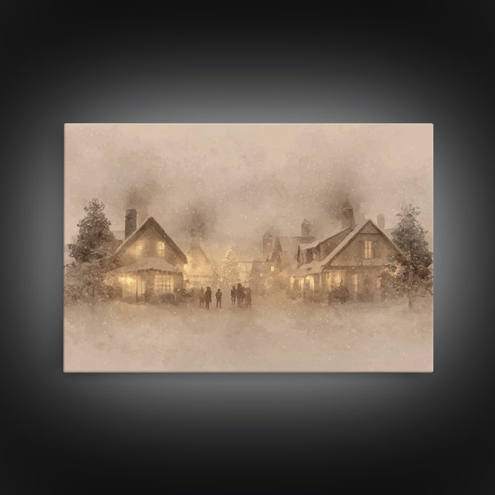 Village Noel Peace | Framed Canvas Print | Christmas Wall Art | Framed Christmas Art | Christian Christmas Art | Christmas Art Prints | Chr