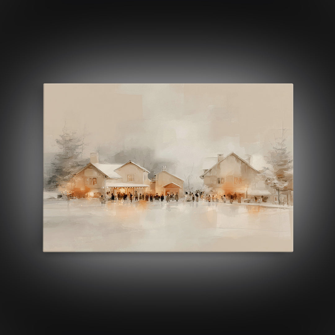 Festive Hearth Lane, Framed Canvas Print, Christmas Wall Art, Framed Christmas Art, Christian Christmas Art, Christmas Art Prints, Christia