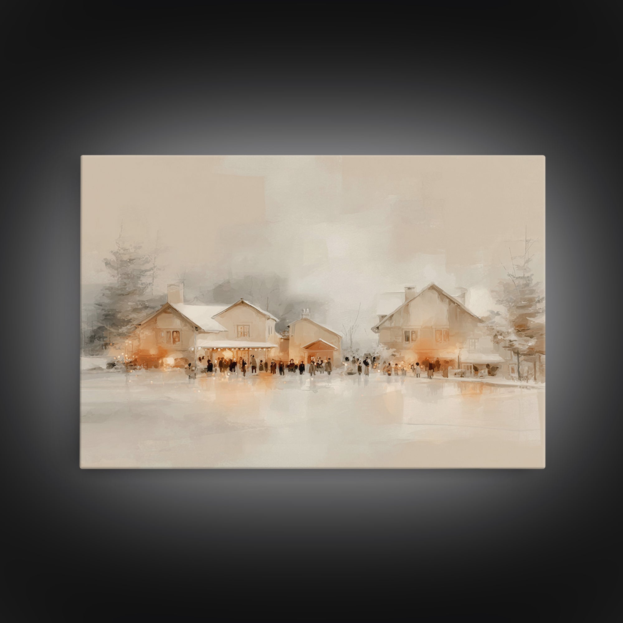 Festive Hearth Lane, Framed Canvas Print, Christmas Wall Art, Framed Christmas Art, Christian Christmas Art, Christmas Art Prints, Christia