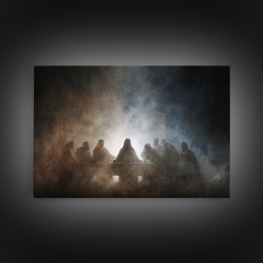Heavenly Supper Light – Framed Canvas Print – Christian Wall Art – Jesus Painting – Christian Art Canvas – Christian Christmas Art