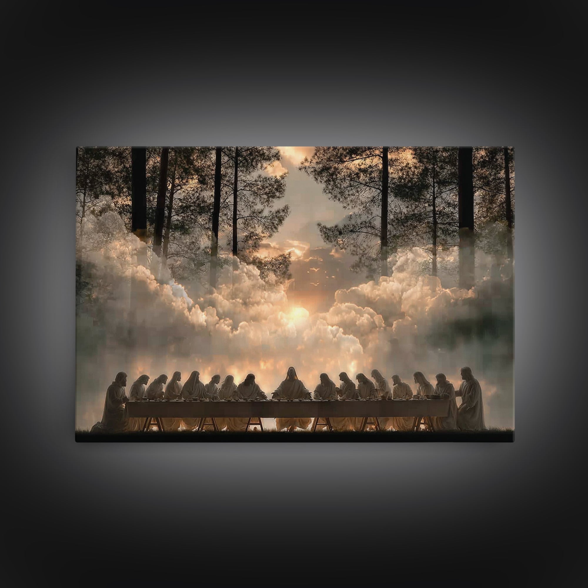 Divine Dawn Gathering, Framed Canvas Print, Christian Wall Art, Christian Art Canvas, Jesus Christmas Art, Christian Decor, Christian Gift