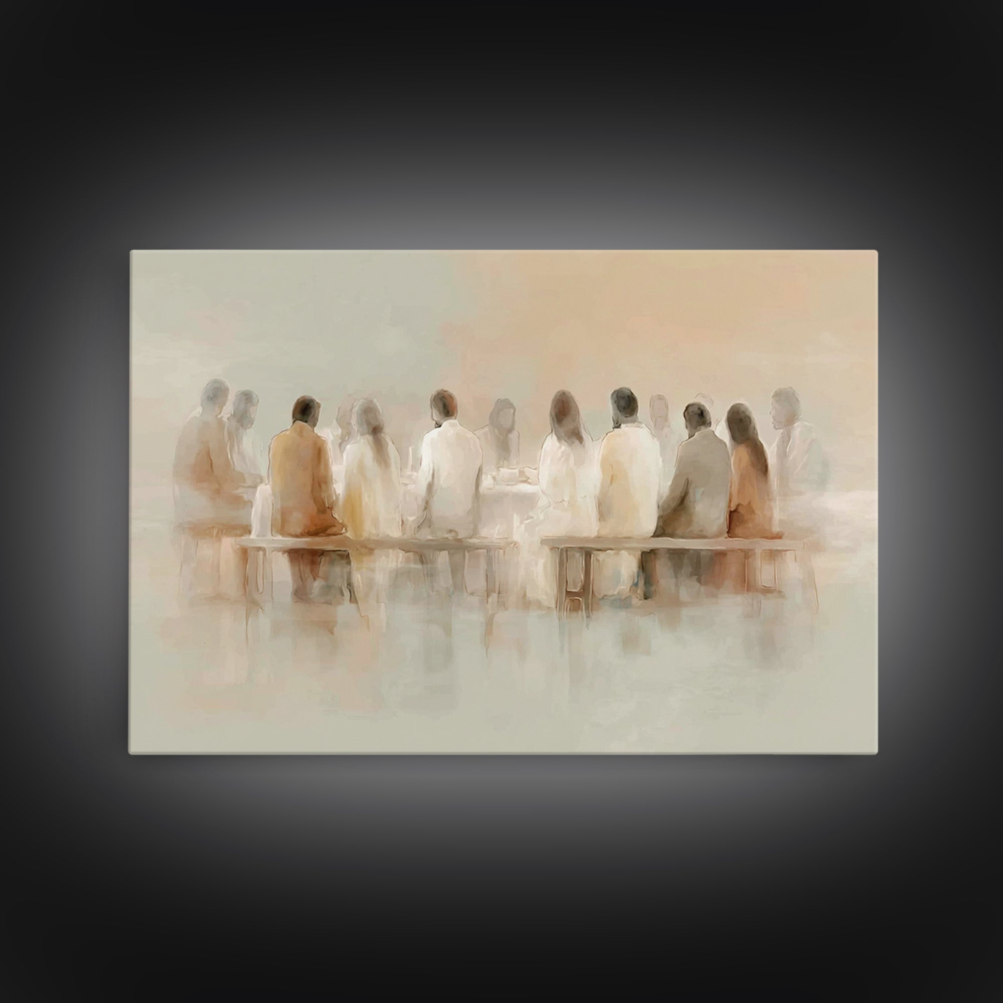 Holy Evening Communion, Framed Canvas Print, Christian Wall Art, Christian Art Canvas, Subtle Christian Art, Jesus Painting, Christian Chri