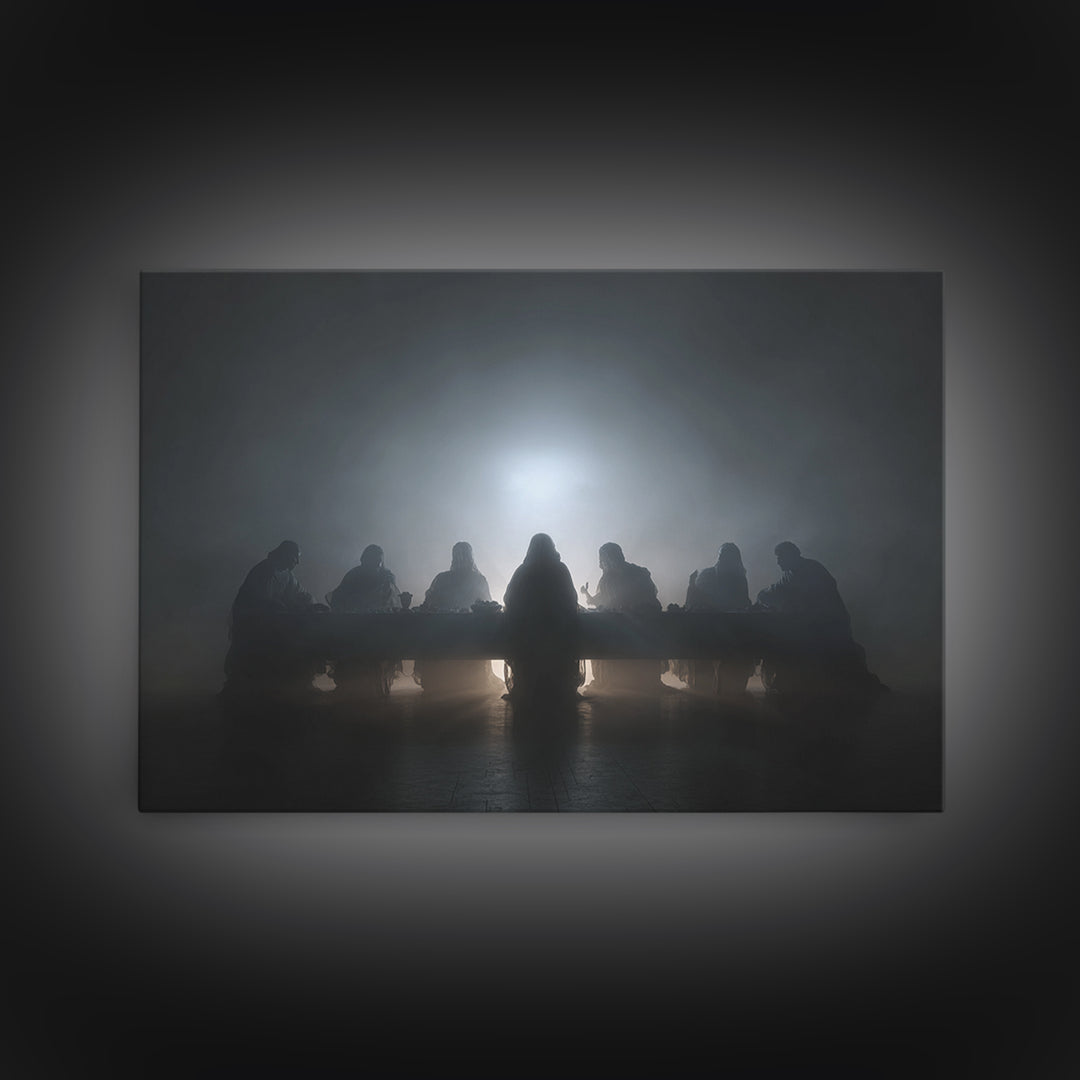 Clouded Supper Reverence – Framed Canvas Print – Christian Wall Art – Abstract Christian Art – Jesus Painting – Christian Art Canvas – Chri