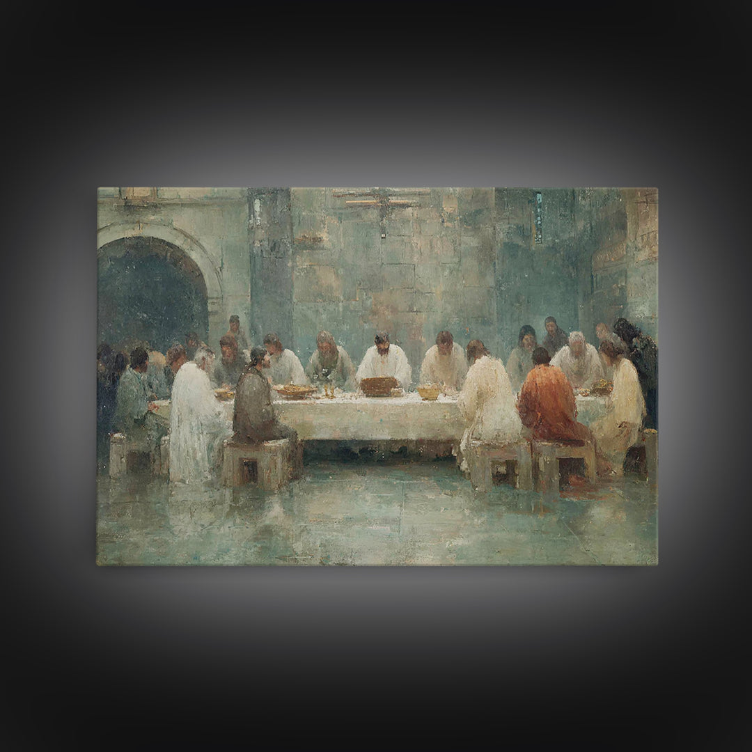 Starlit Holy Banquet | Framed Canvas Print | Christian Wall Art | Christian Art Canvas | Jesus Painting | Modern Christian Art | Christmas