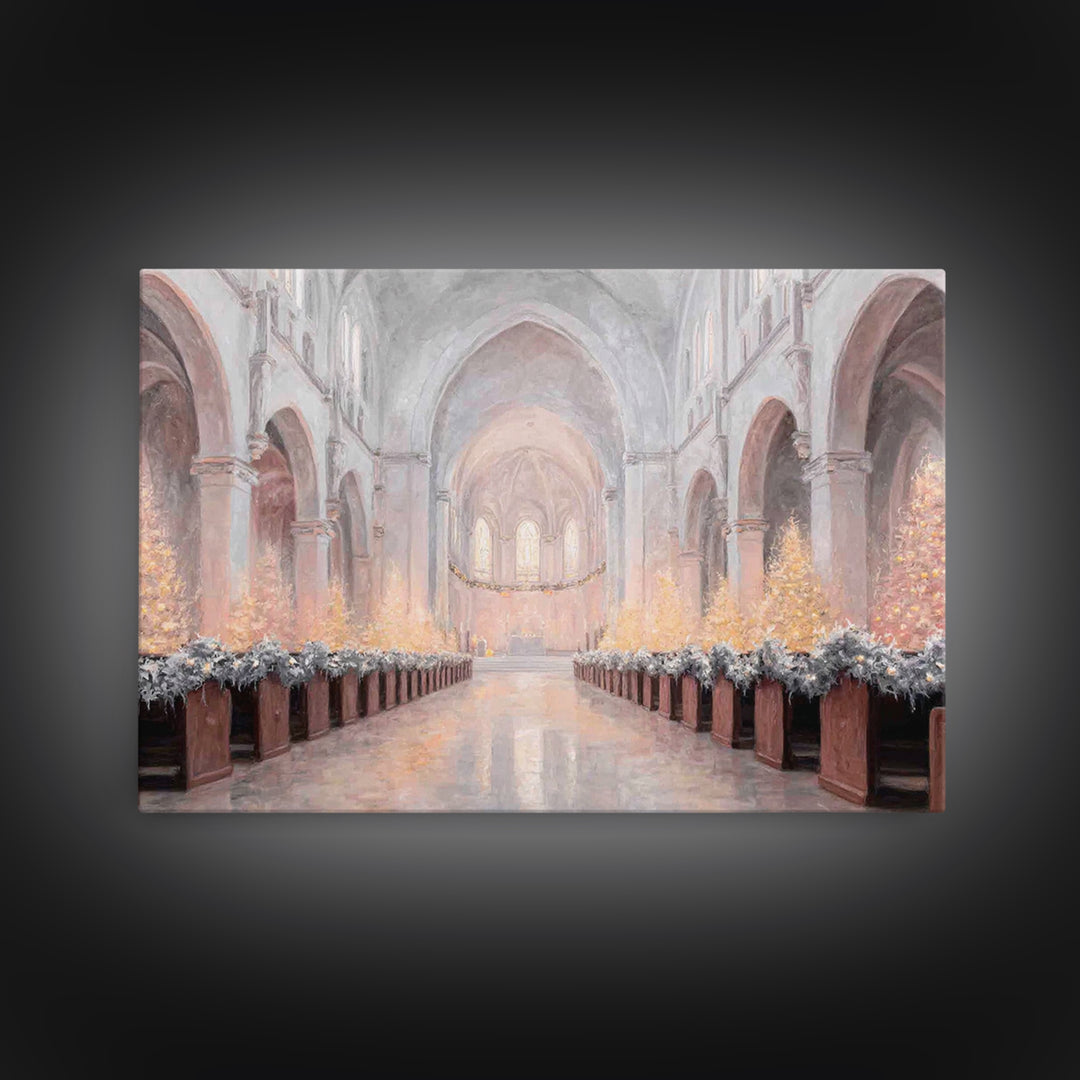 Candlelit Chapel | Framed Canvas Print | Christian Christmas Art | Framed Christian Art | Christmas Wall Art | Subtle Christian Paintings |