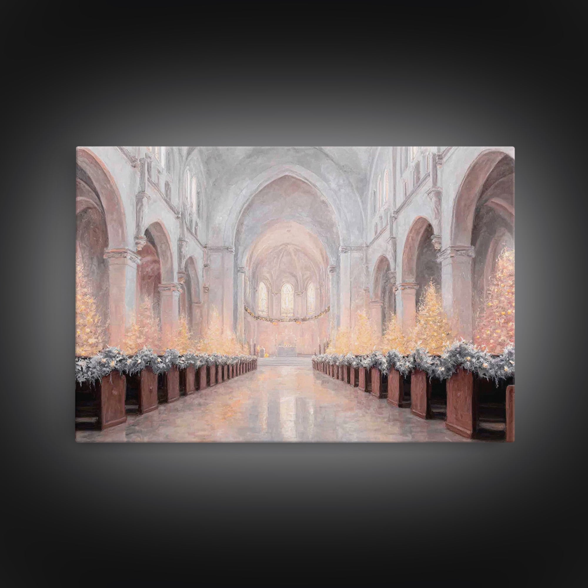Candlelit Chapel | Framed Canvas Print | Christian Christmas Art | Framed Christian Art | Christmas Wall Art | Subtle Christian Paintings |