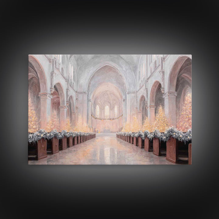 Candlelit Chapel | Framed Canvas Print | Christian Christmas Art | Framed Christian Art | Christmas Wall Art | Subtle Christian Paintings |