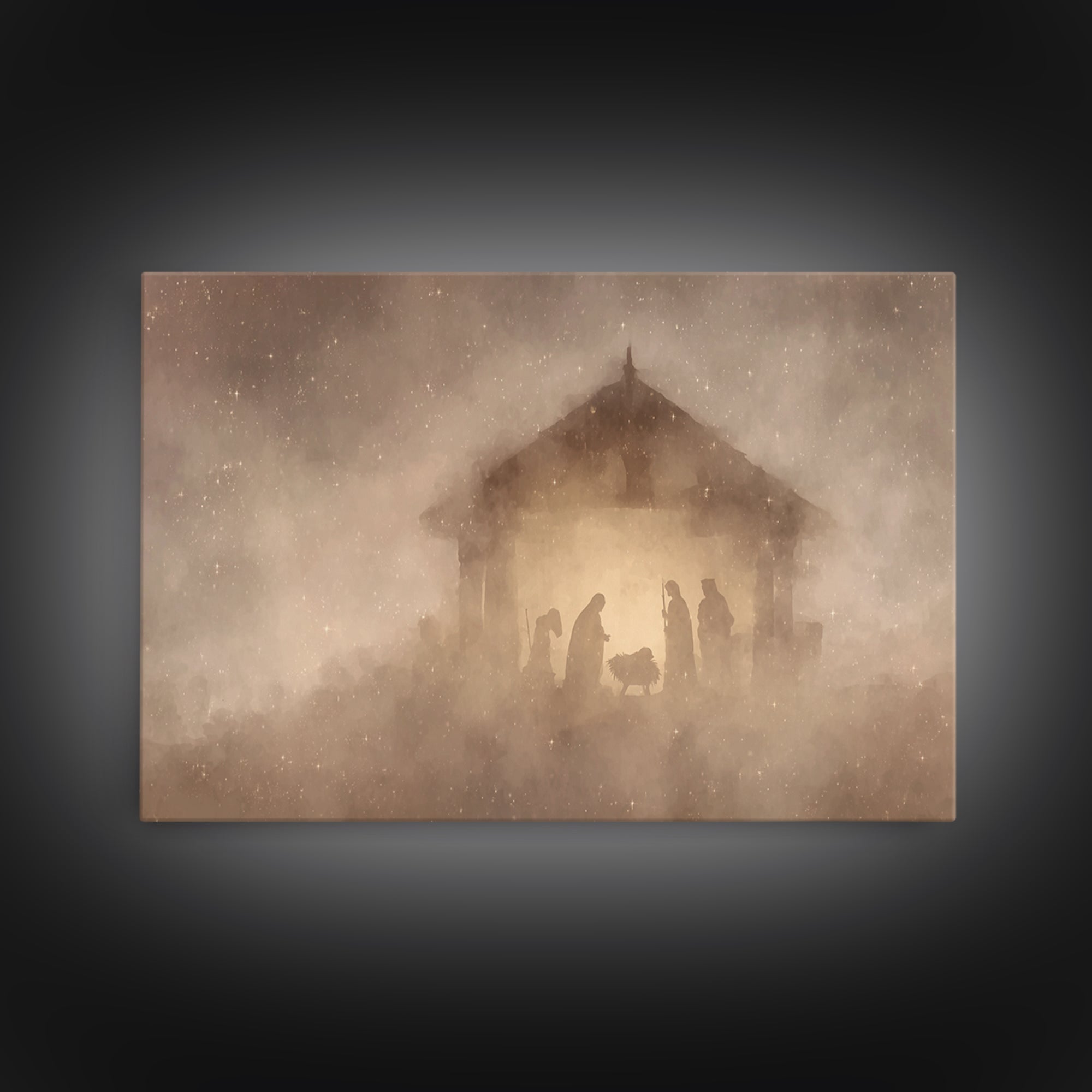 Holy Manger Night | Framed Canvas Print | Christian Wall Art | Christian Christmas Art | Christmas Art | Christian Art Canvas | Jesus Chris