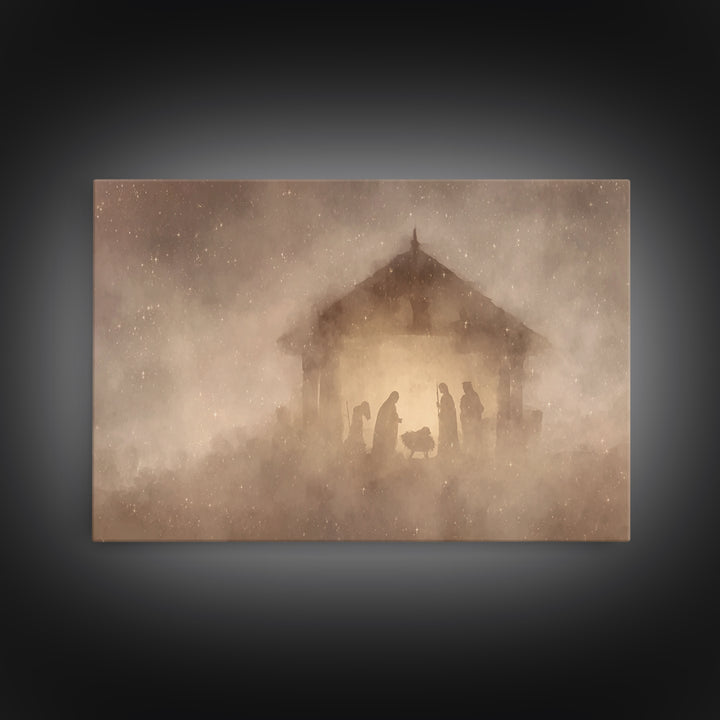 Holy Manger Night | Framed Canvas Print | Christian Wall Art | Christian Christmas Art | Christmas Art | Christian Art Canvas | Jesus Chris