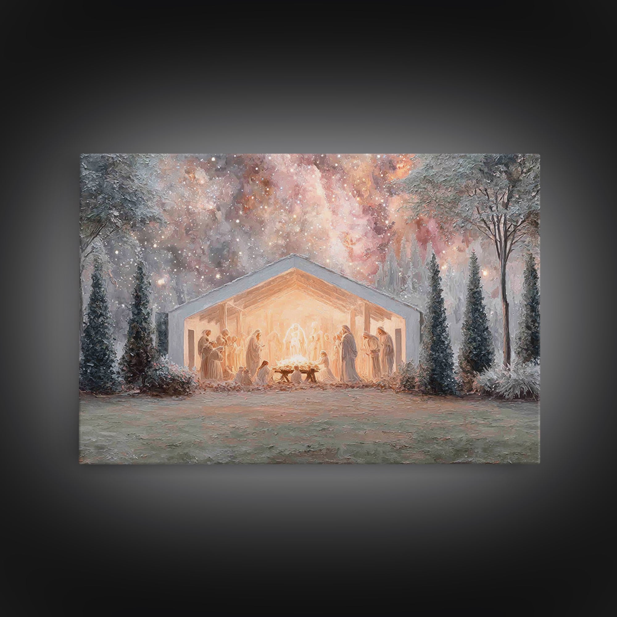 Glory In The Stable – Framed Canvas Print – Christmas Art – Christian Wall Art – Jesus Christmas Art – Christian Art Canvas – Christian Chr