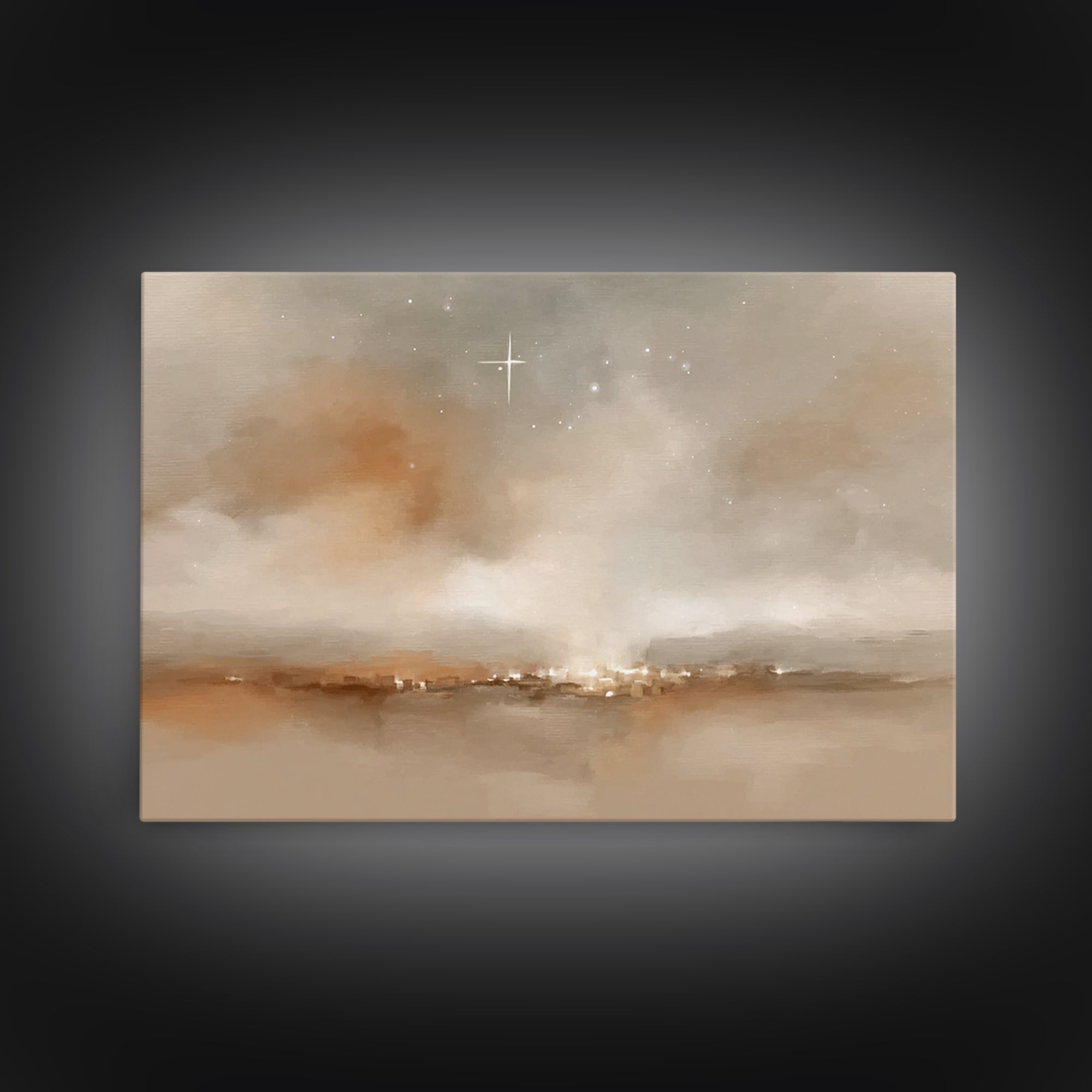 Silent Bethlehem Glow – Framed Canvas Print – Christmas Art – Christian Wall Art – Christian Christmas Art – Christian Art Canvas – Christm