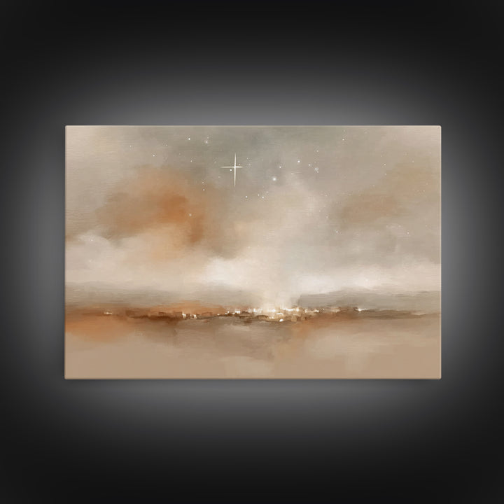 Silent Bethlehem Glow – Framed Canvas Print – Christmas Art – Christian Wall Art – Christian Christmas Art – Christian Art Canvas – Christm