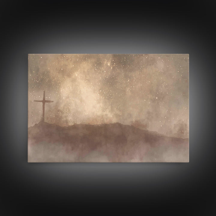 Cross Above The Hills | Framed Canvas Print | Christian Wall Art | Christian Art Canvas | Christian Art | Christian Gift Ideas | Christian
