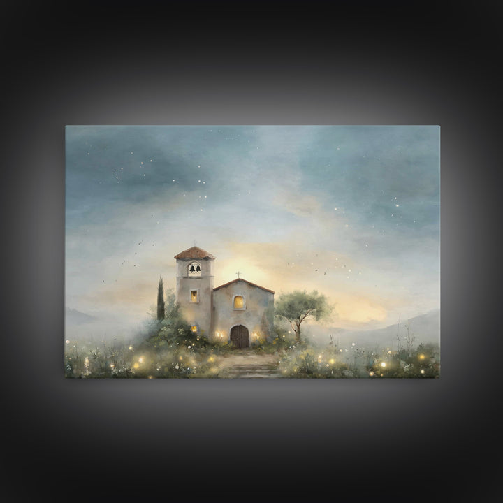 Pastoral Church Light – Framed Canvas Print – Christian Wall Art – Christian Art Canvas – Subtle Christian Art – Christian Decor – Christia