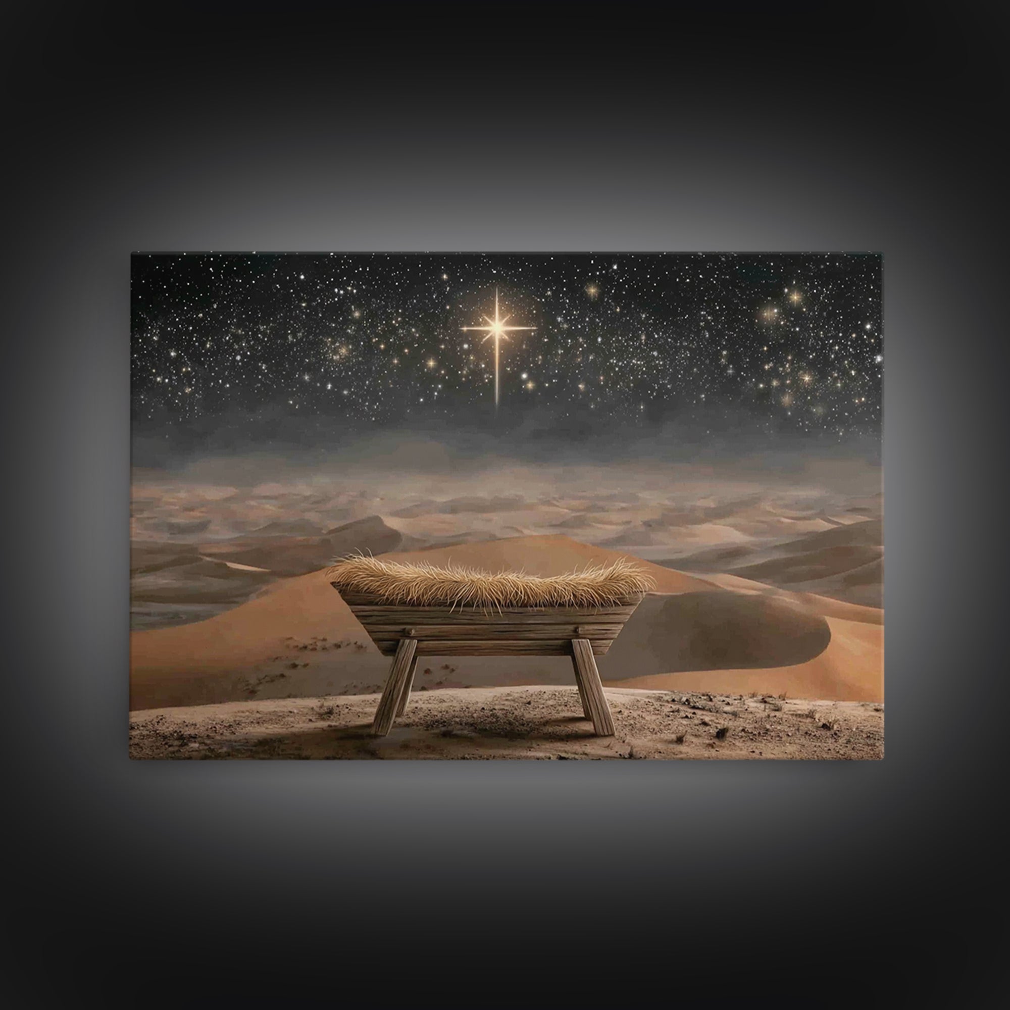 The Waiting Manger – Framed Canvas Print – Christian Wall Art – Christian Art Canvas – Christmas Art – Jesus Christmas Art – Christian Chri