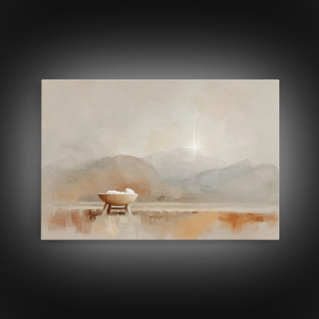 Holy Dawn Cradle, Framed Canvas Print, Christian Wall Art, Christian Art Canvas, Christmas Art, Christian Christmas Art, Christian Gift Ide