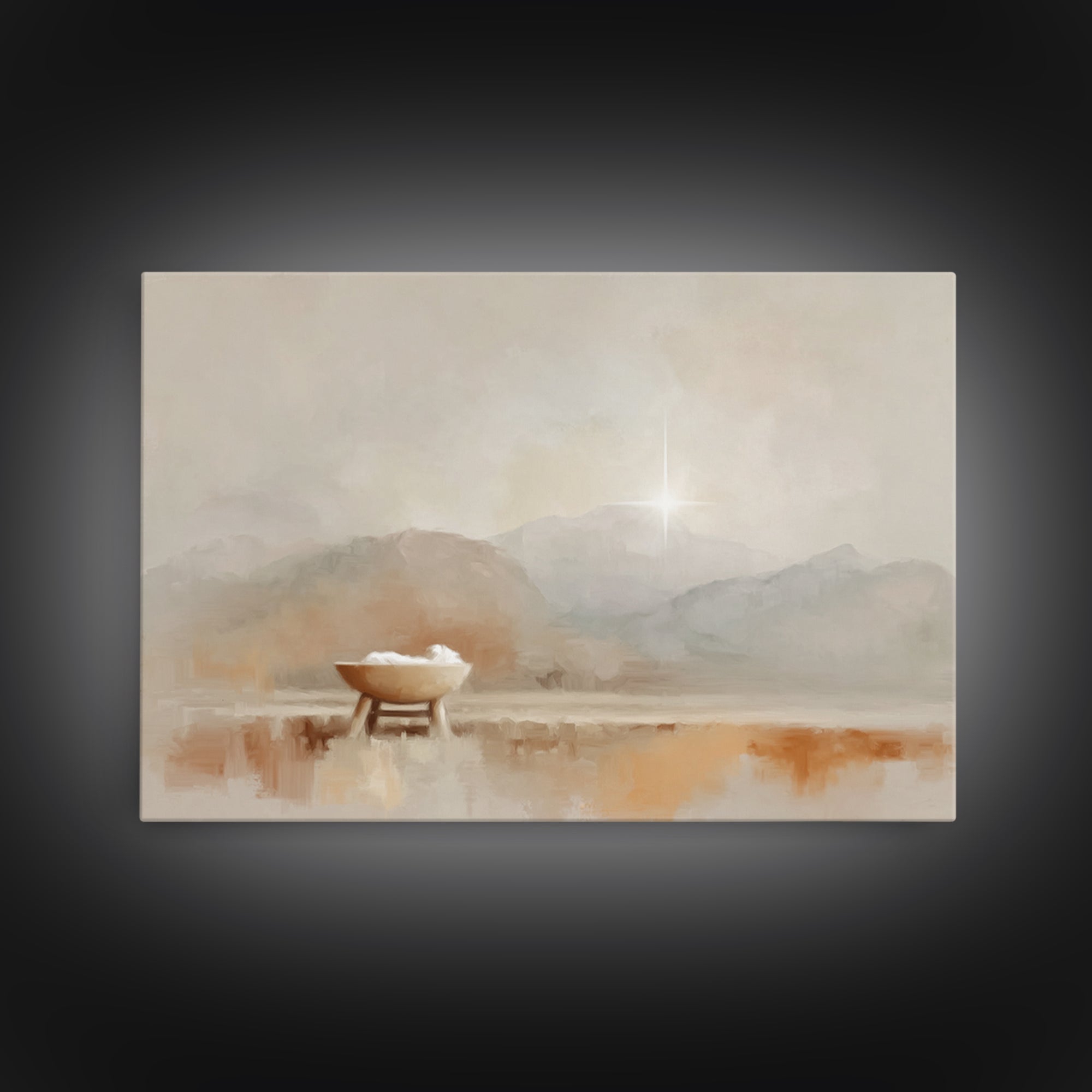 Holy Dawn Cradle, Framed Canvas Print, Christian Wall Art, Christian Art Canvas, Christmas Art, Christian Christmas Art, Christian Gift Ide